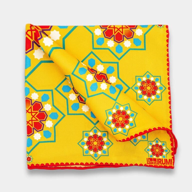 Rumi Citrus Mosaic pocket square, flat design