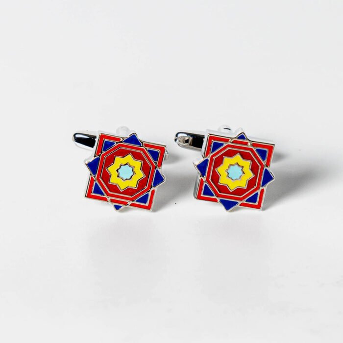 Moroccan colourful cufflinks close-up